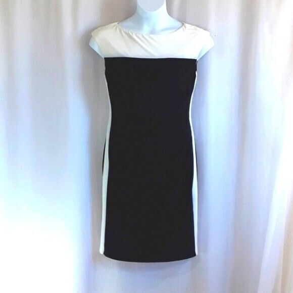 Chaps size large beige black color block dress * - Picture 1 of 14